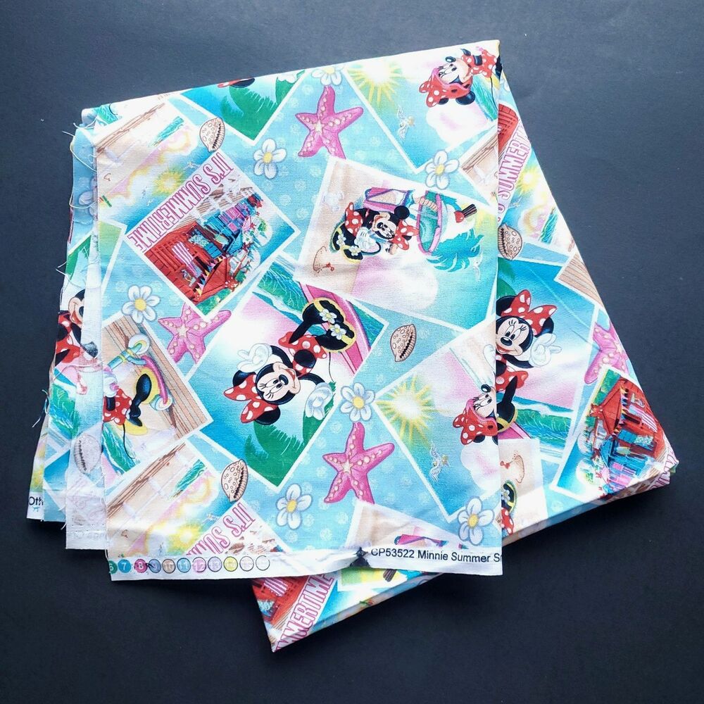 Minnie Mouse Fabric 35.5 x 43.5 Summer Snapshots Colorful Vacation Disney Travel